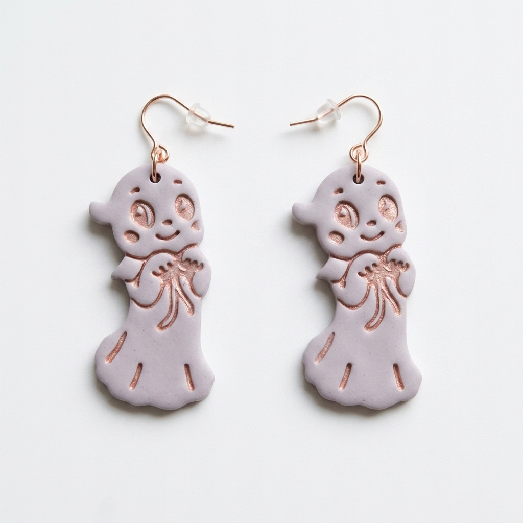 Ghost with Ribbon Bow Polymer Clay Cutter | Cute Halloween Earring Tool
