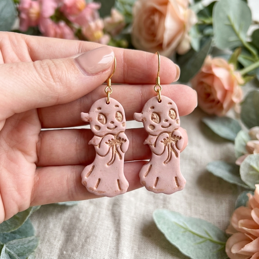 Ghost with Ribbon Bow Polymer Clay Cutter | Cute Halloween Earring Tool