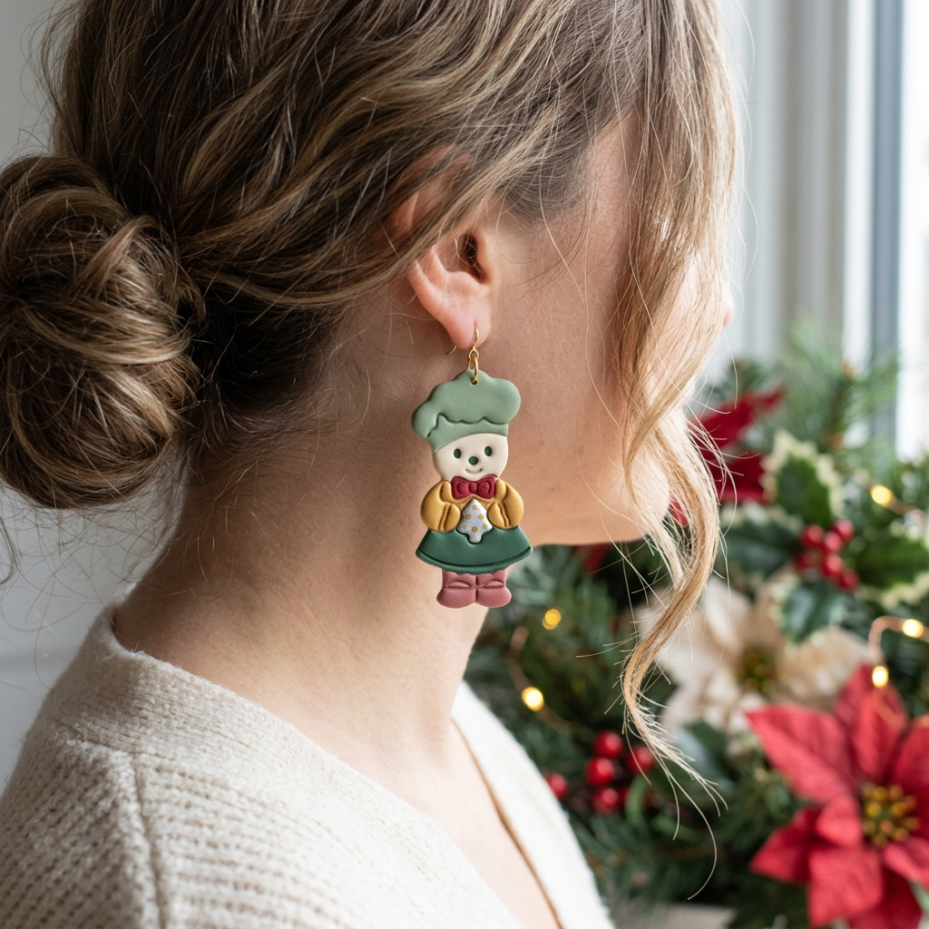 Gingerbread Girl with Christmas Cookie Polymer Clay Cutter | Festive Tool