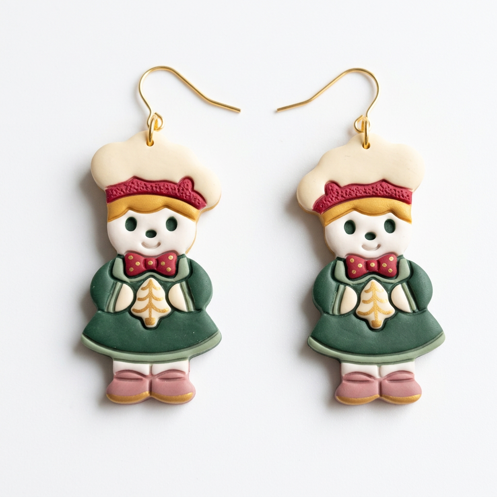 Gingerbread Girl with Christmas Cookie Polymer Clay Cutter | Festive Tool