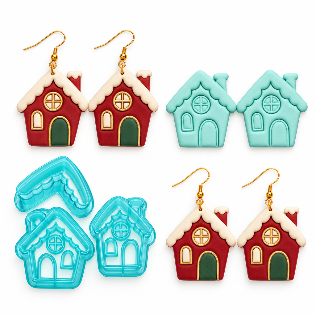 Gingerbread House 1 Polymer Clay Cutter | Christmas Earring Tool