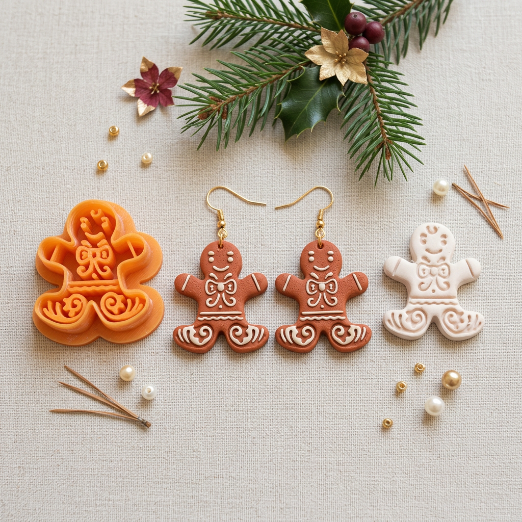 Gingerbread Man 5 Polymer Clay Cutter | Christmas Earring Tool