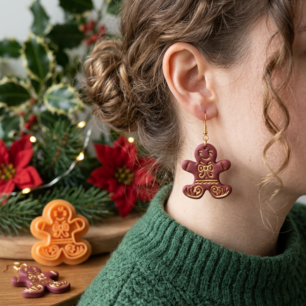 Gingerbread Man 5 Polymer Clay Cutter | Christmas Earring Tool