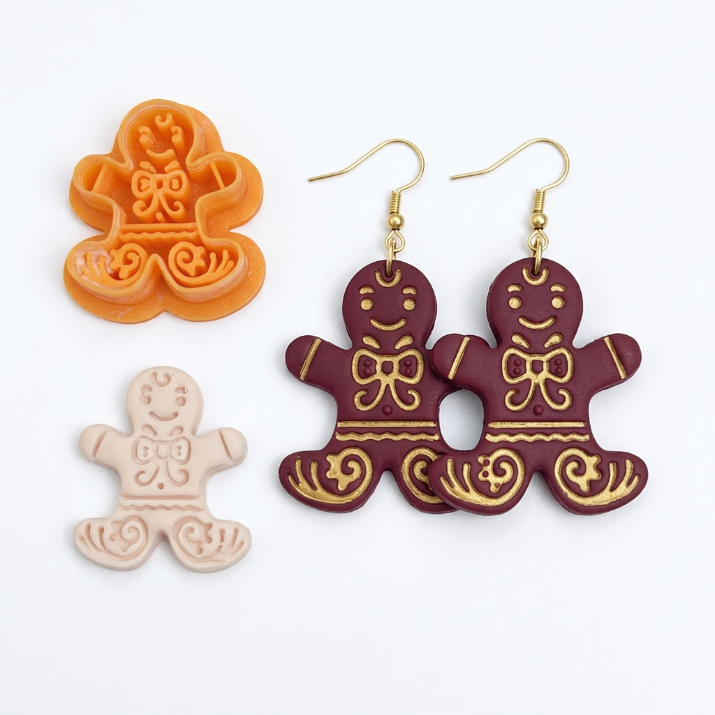 Gingerbread Man 5 Polymer Clay Cutter | Christmas Earring Tool