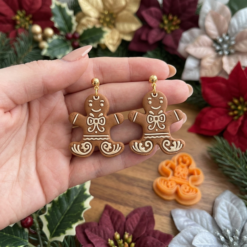 Gingerbread Man 5 Polymer Clay Cutter | Christmas Earring Tool