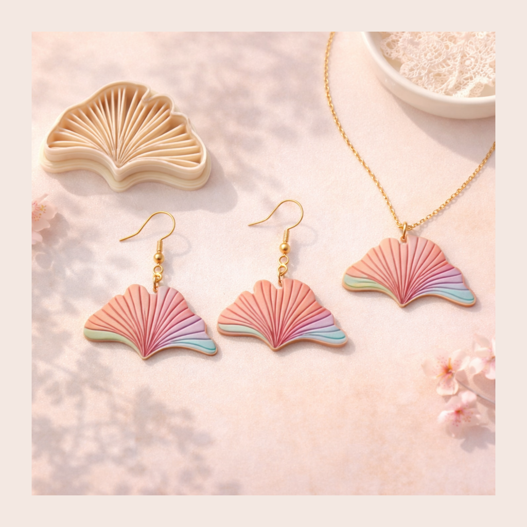 Ginkgo Leaf Polymer Clay Cutter | 3D Printed Botanical Clay Earring Cutter | Leaf Shape Cutter for Clay Jewellery Making | Clay Earring Tool