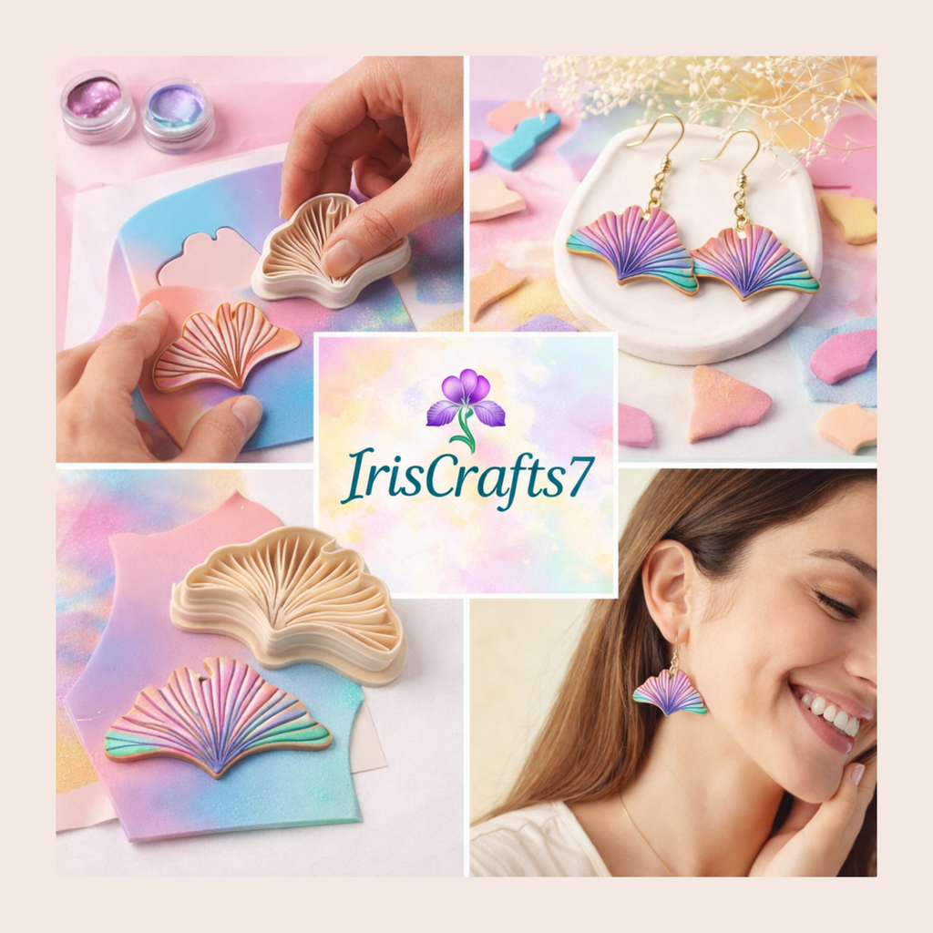 Ginkgo Leaf Polymer Clay Cutter | 3D Printed Botanical Clay Earring Cutter | Leaf Shape Cutter for Clay Jewellery Making | Clay Earring Tool