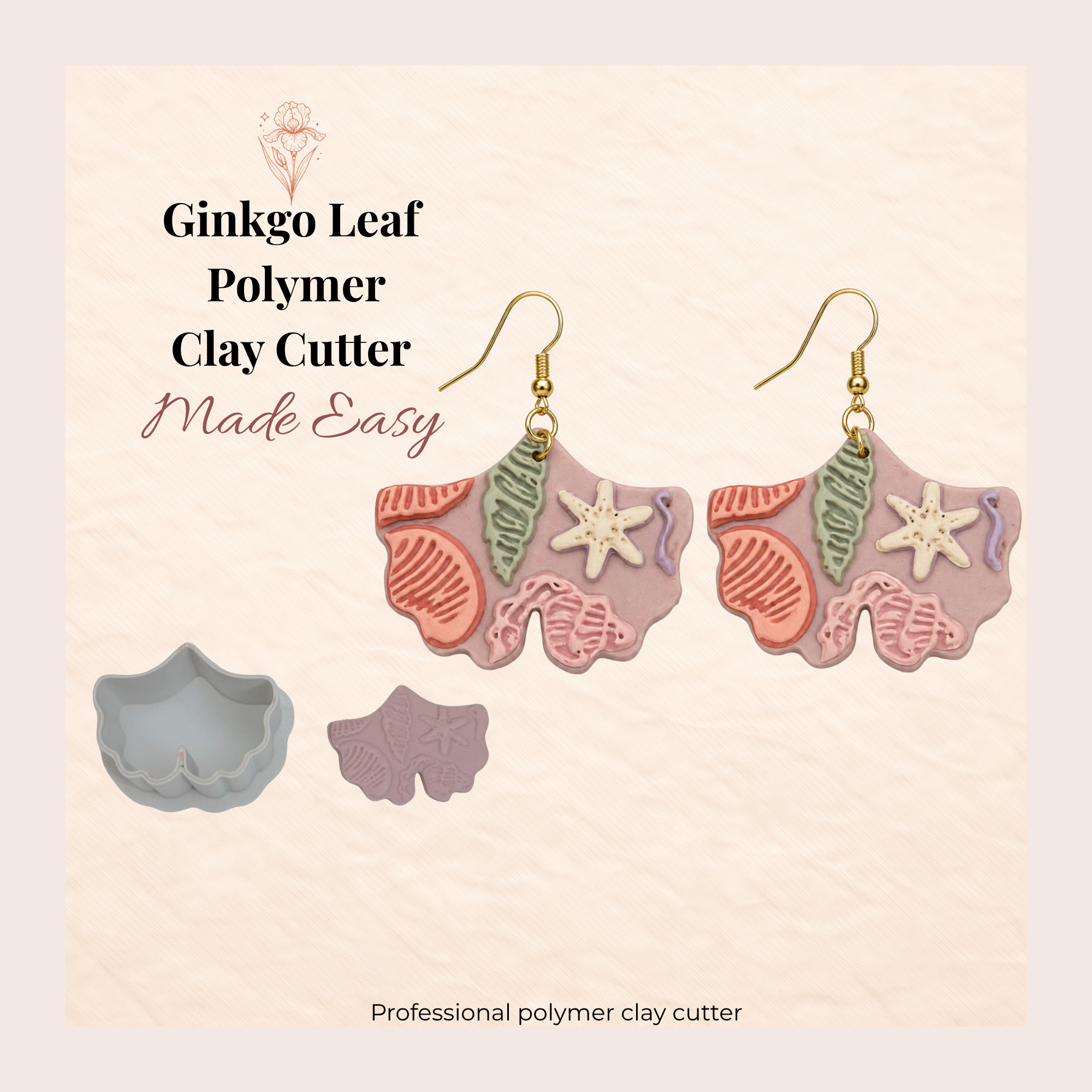 Ginkgo Leaf Polymer Clay Cutter 15–45mm | Botanical Earring Cutter | IrisCrafts7