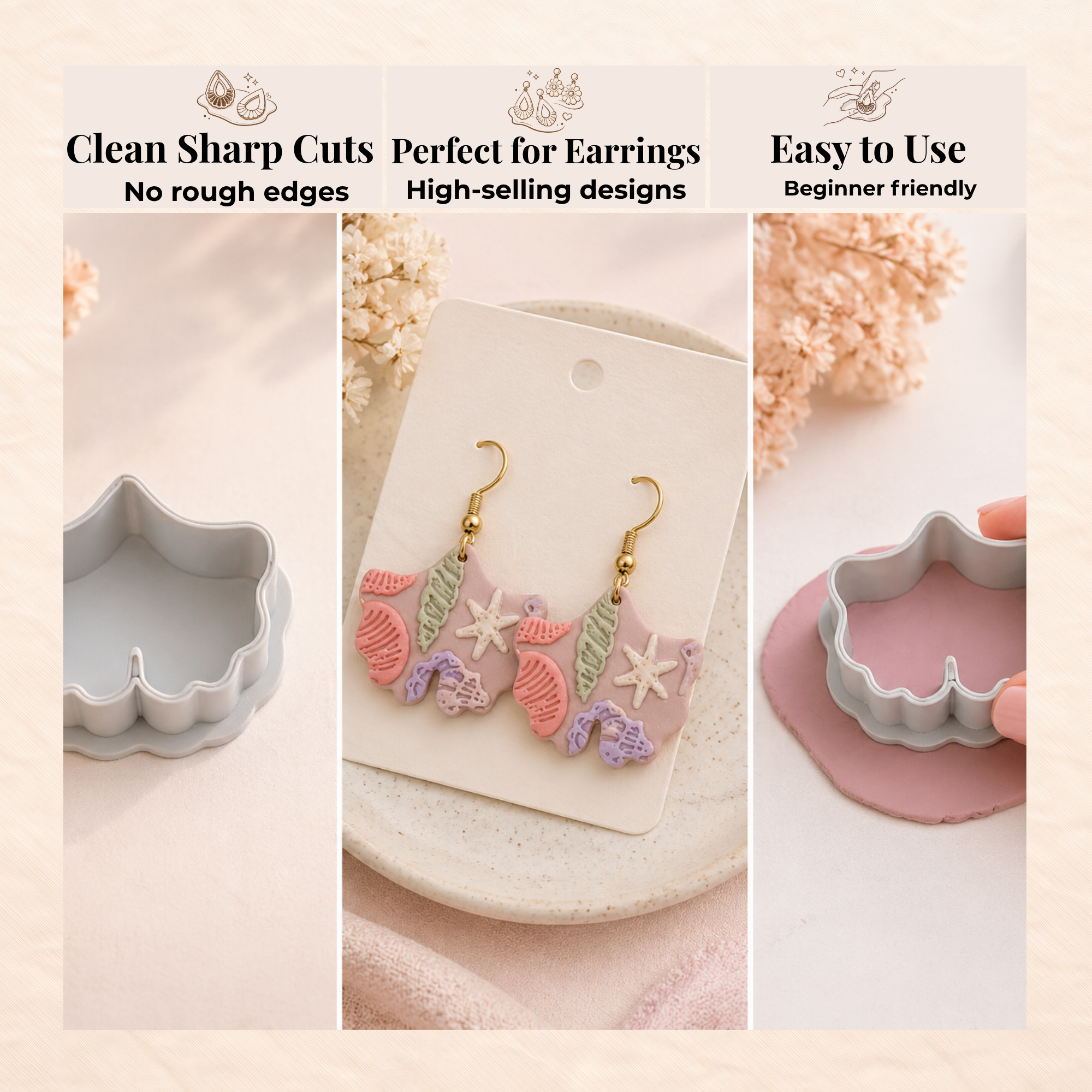 Ginkgo Leaf Polymer Clay Cutter 15–45mm | Botanical Earring Cutter | IrisCrafts7