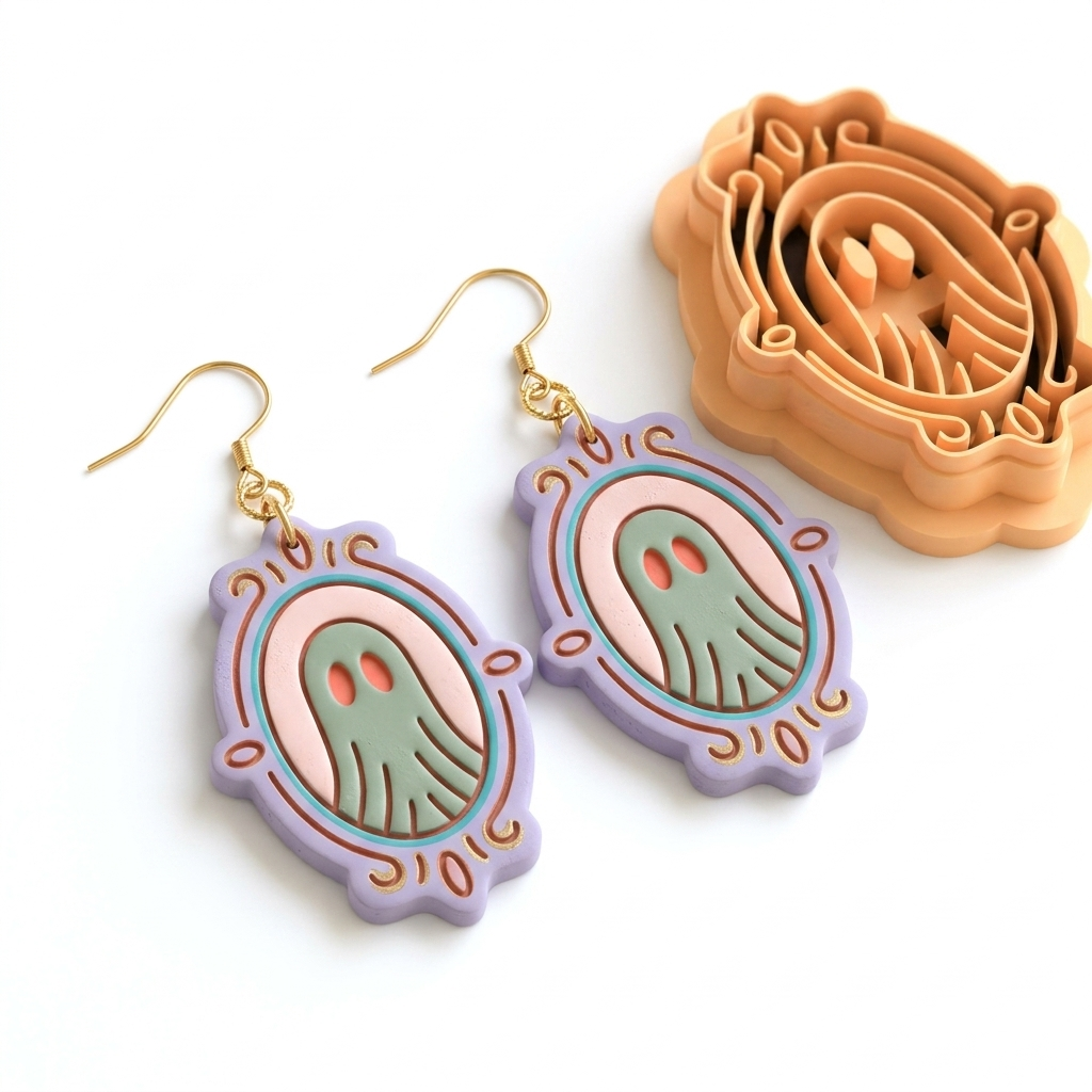 Gothic Frame Ghost Polymer Clay Cutter | 25–45mm | Ghost Frame Shape Clay Cutter | Earring Jewellery Making Tool