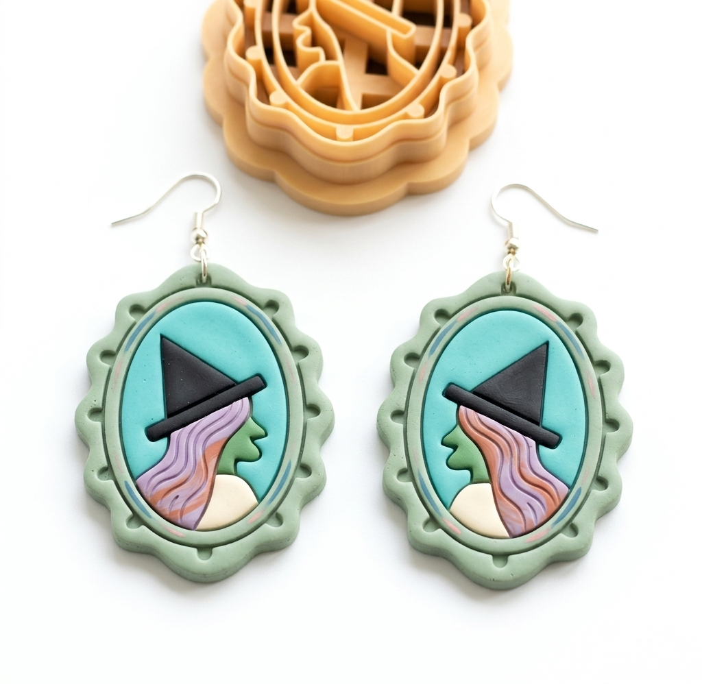 Gothic Frame Witch Polymer Clay Cutter | 25–45mm | Witch Frame Shape Clay Cutter | Earring Jewellery Making Tool