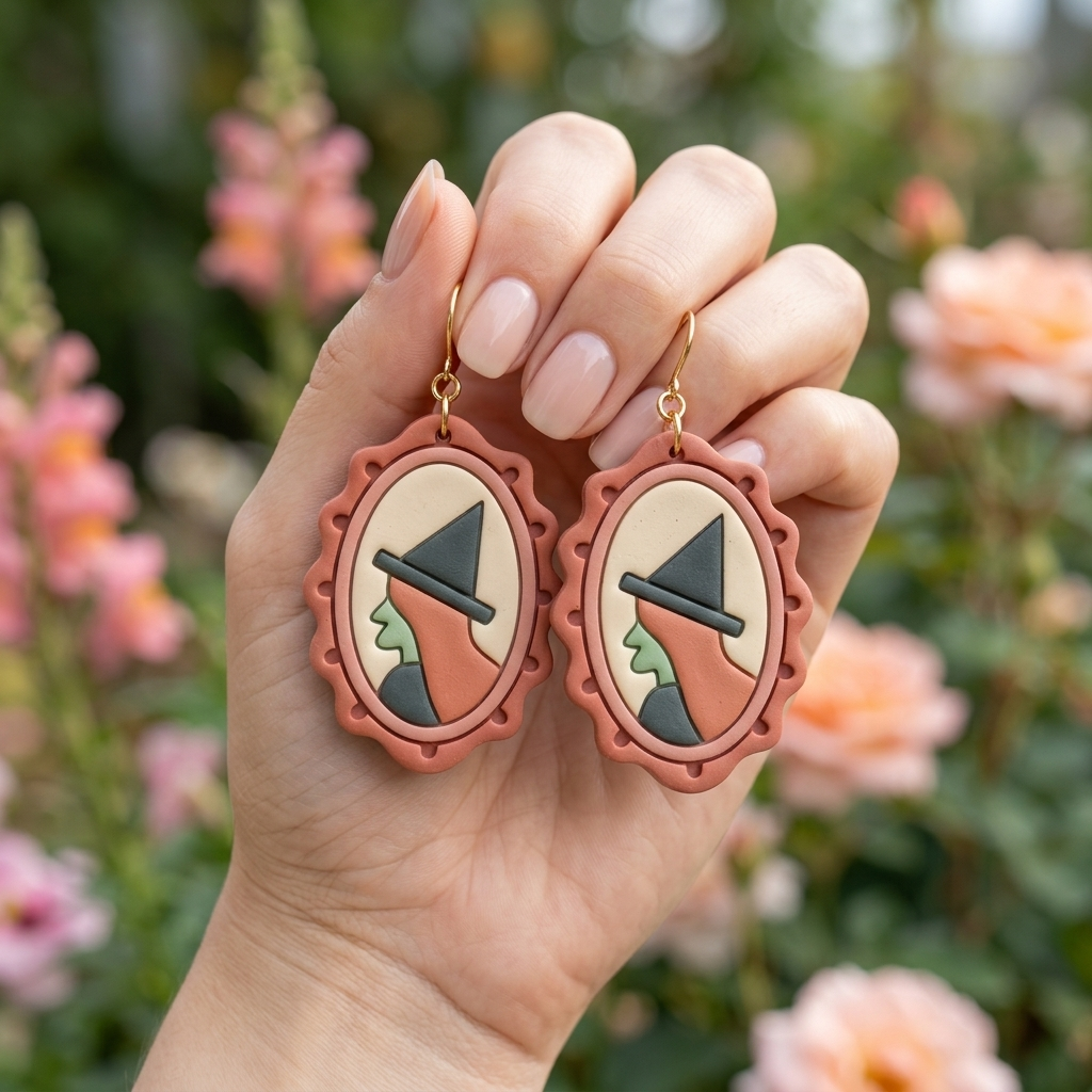 Gothic Frame Witch Polymer Clay Cutter | 25–45mm | Witch Frame Shape Clay Cutter | Earring Jewellery Making Tool