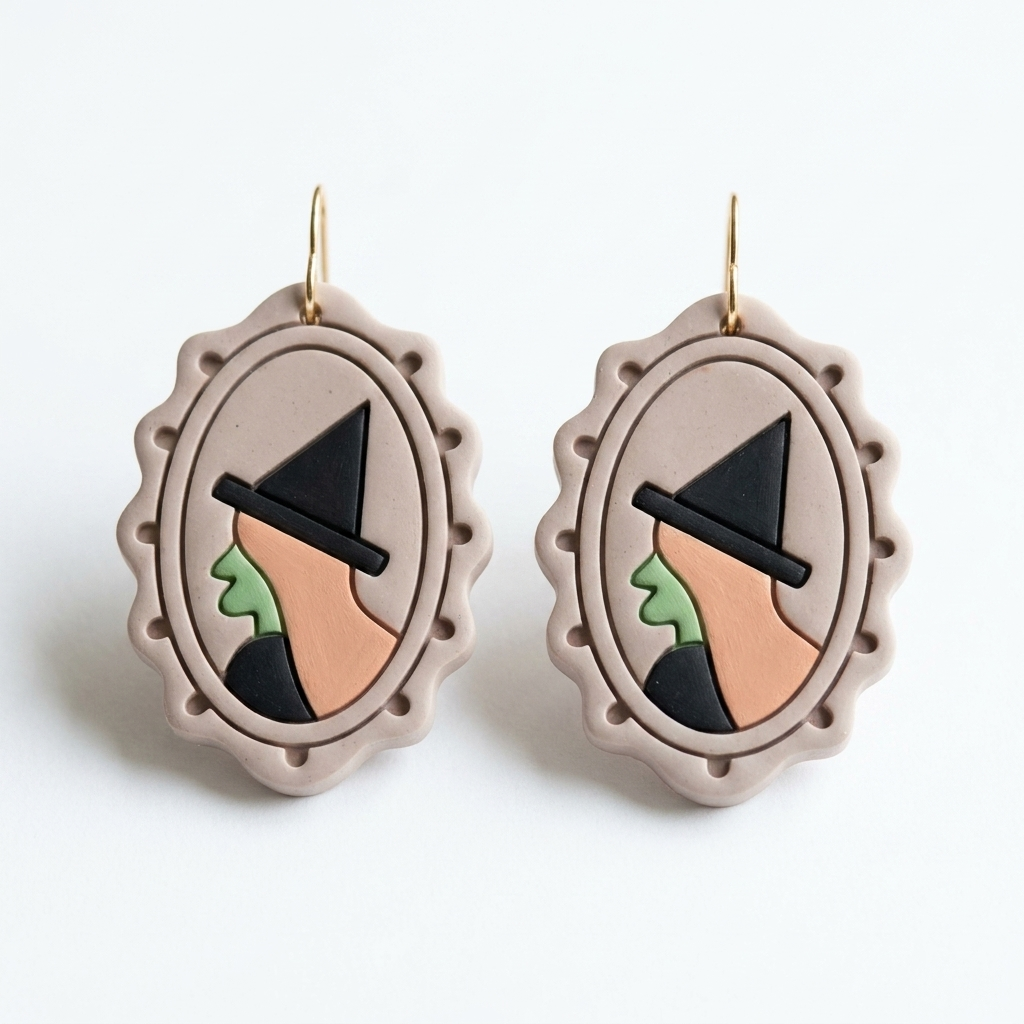 Gothic Frame Witch Polymer Clay Cutter | 25–45mm | Witch Frame Shape Clay Cutter | Earring Jewellery Making Tool