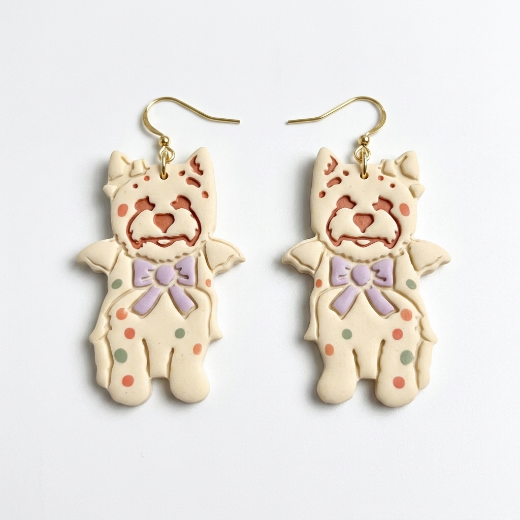 Gothic Westie Pup Polymer Clay Cutter | Bow Dog Earring Tool