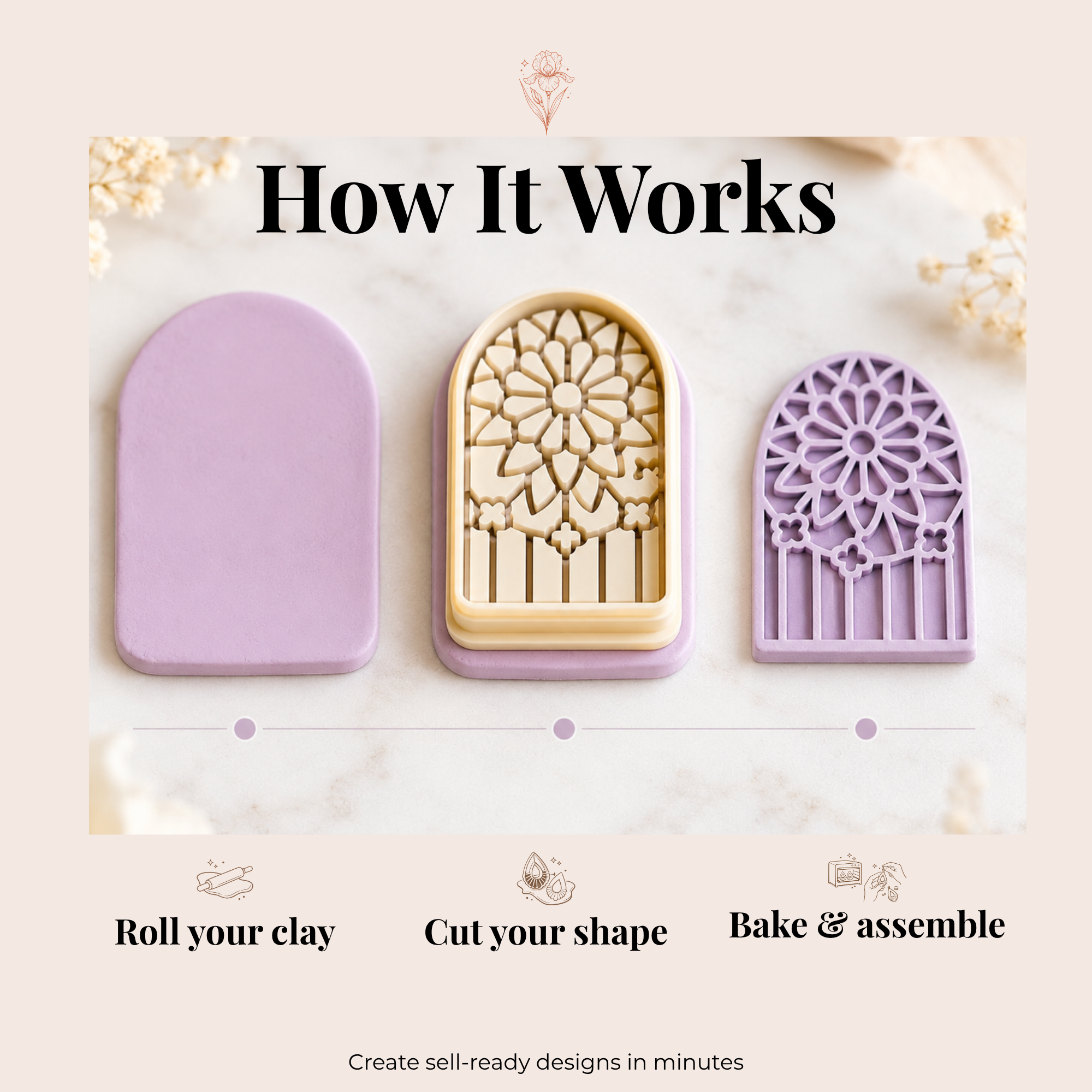 Gothic Window 5 Polymer Clay Cutter | 25–45mm | Gothic Arch Shape Clay Cutter | Earring Jewellery Making Tool