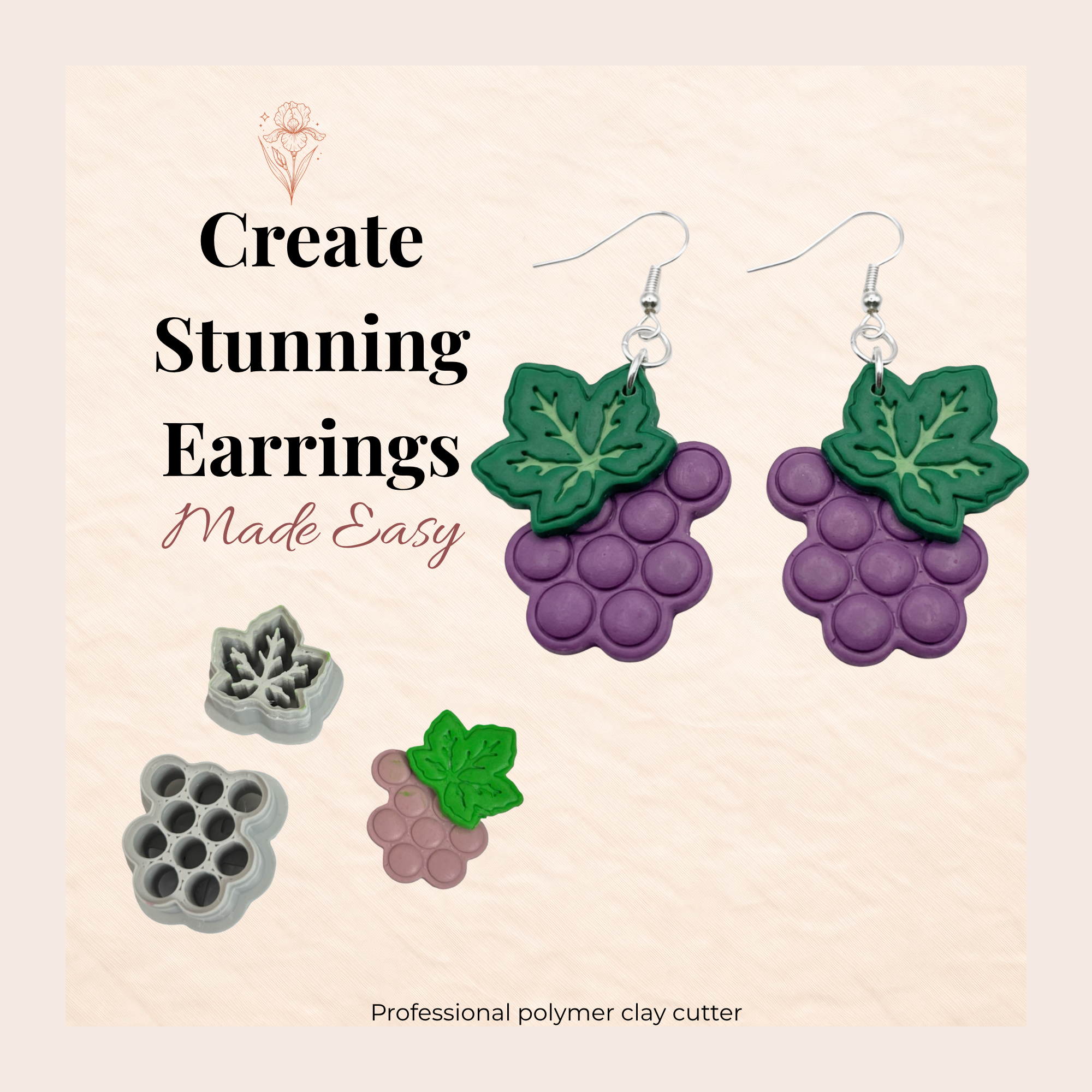 Grape Polymer Clay Cutter Set | Fruit Shape Clay Tool Jewellery Making | IrisCrafts7