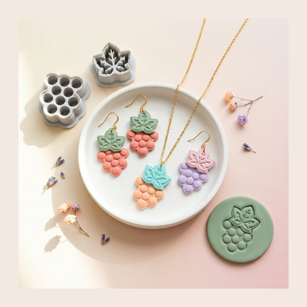 Grape Polymer Clay Cutter Set | Fruit Shape Clay Tool Jewellery Making | IrisCrafts7