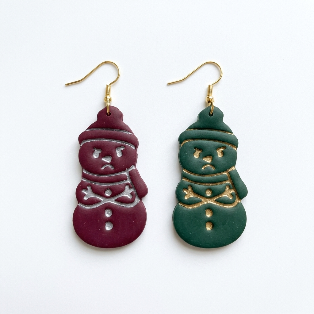 Grumpy Snowman Polymer Clay Cutter | Funny Christmas Earring Tool