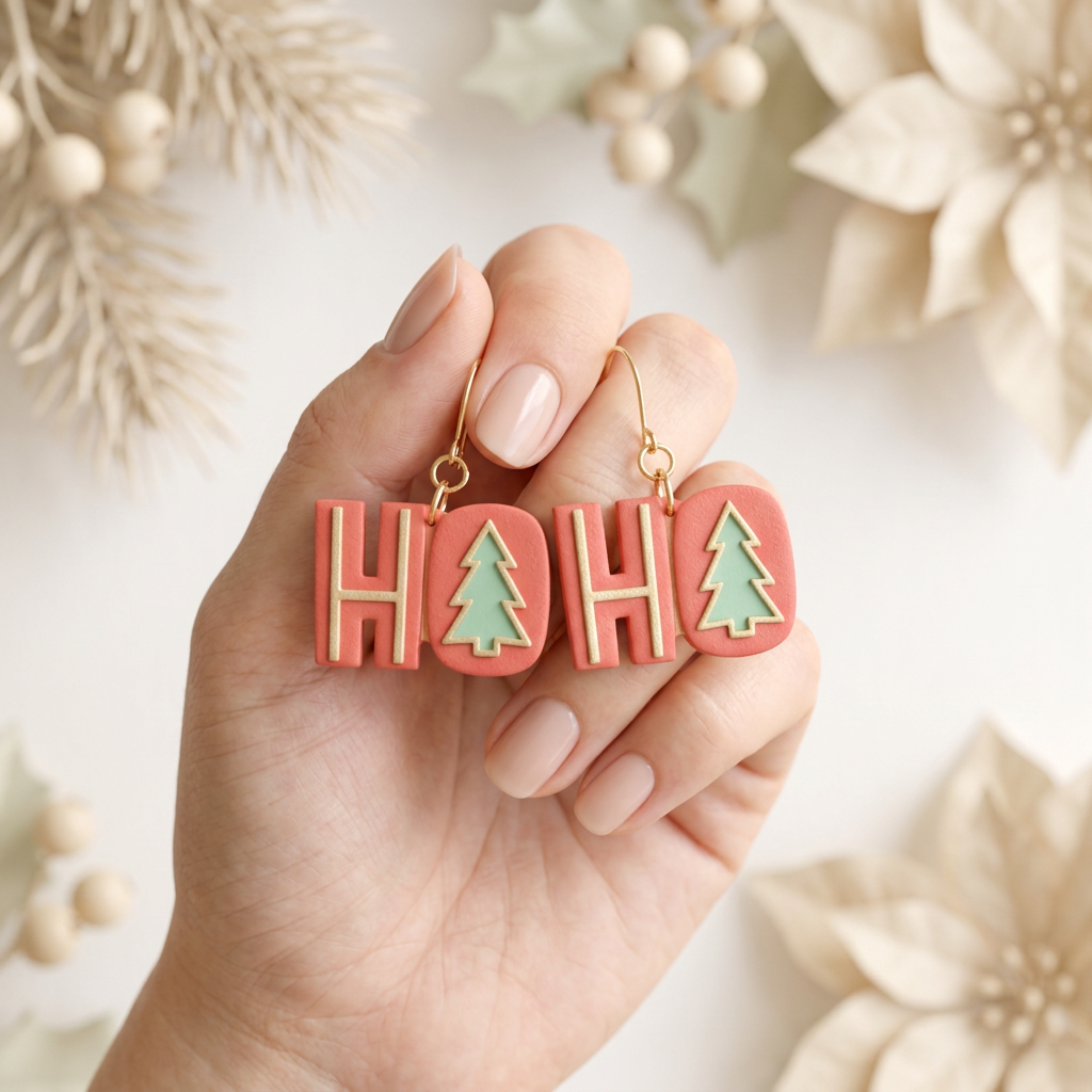 HO Christmas Set of 2 Polymer Clay Cutter | Festive Word Earring Tool