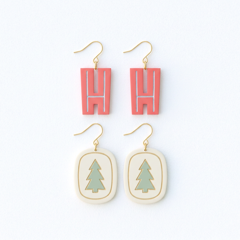 HO Christmas Set of 2 Polymer Clay Cutter | Festive Word Earring Tool