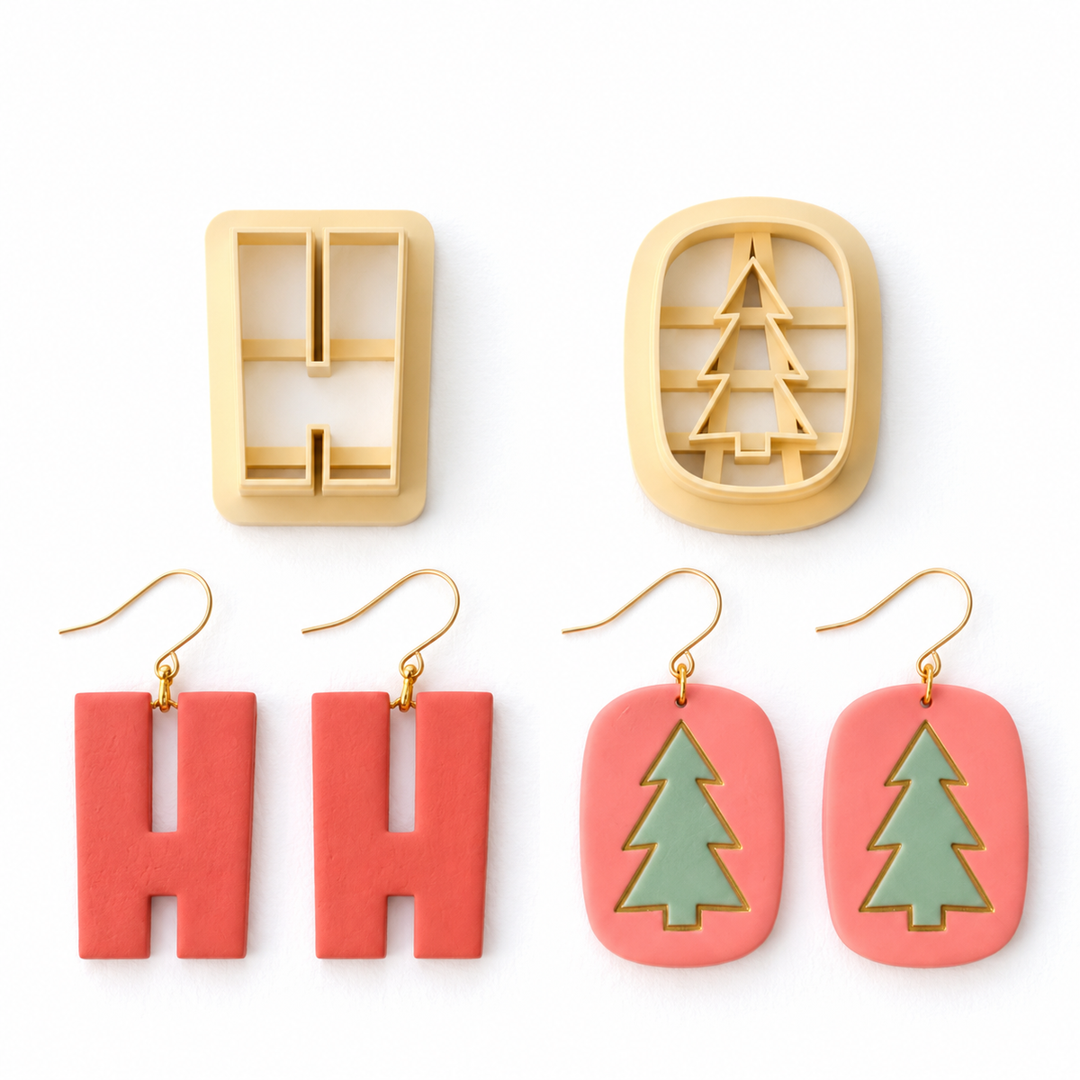 HO Christmas Set of 2 Polymer Clay Cutter | Festive Word Earring Tool