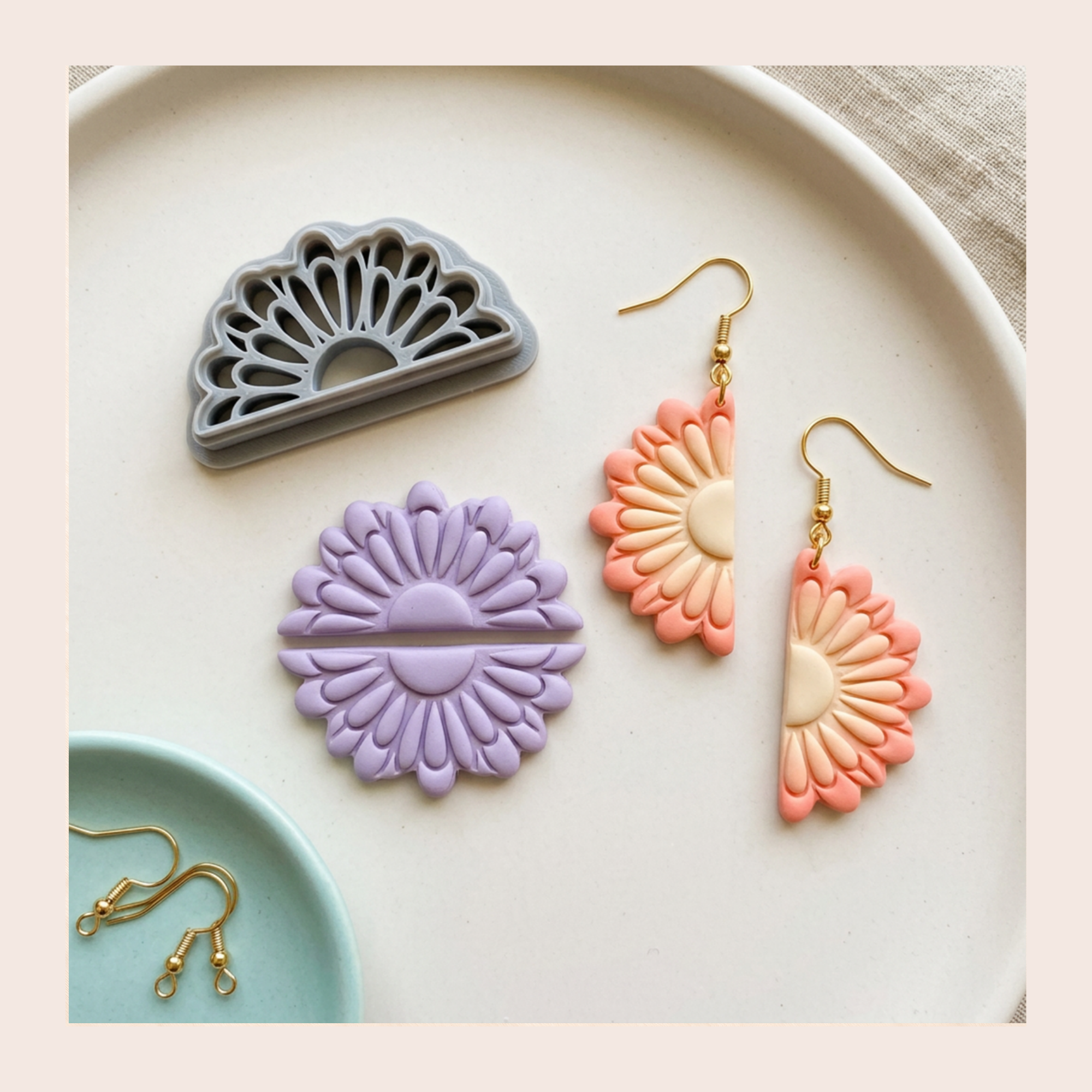 Half Flower Polymer Clay Cutter | Floral Arch Earring Cutter | Boho Clay Tools | Jewellery Making Supplies UK