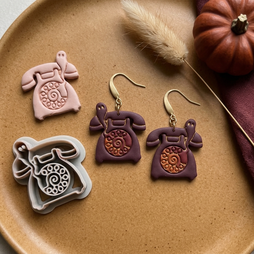 Haunted Phone Polymer Clay Cutter | Funny Halloween Earring Tool