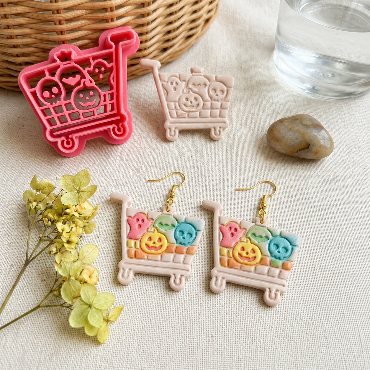 Haunted Shopping Cart Polymer Clay Cutter | Funny Halloween Earring Tool