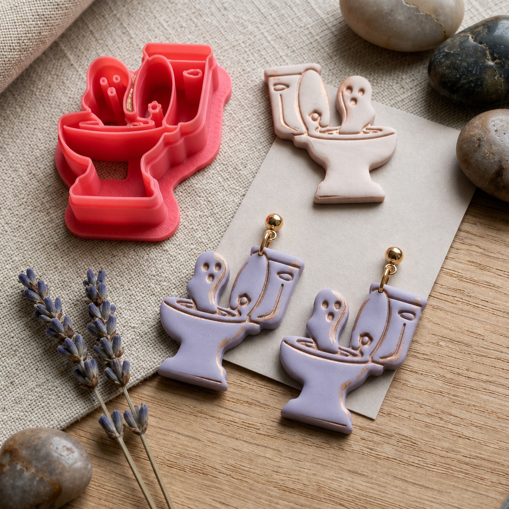 Haunted Toilet Polymer Clay Cutter | Funny Halloween Earring Tool