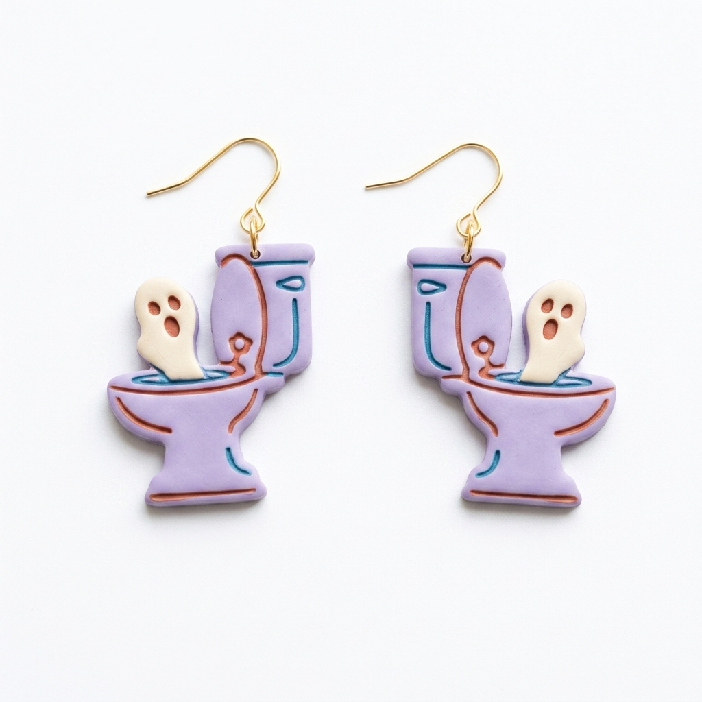 Haunted Toilet Polymer Clay Cutter | Funny Halloween Earring Tool