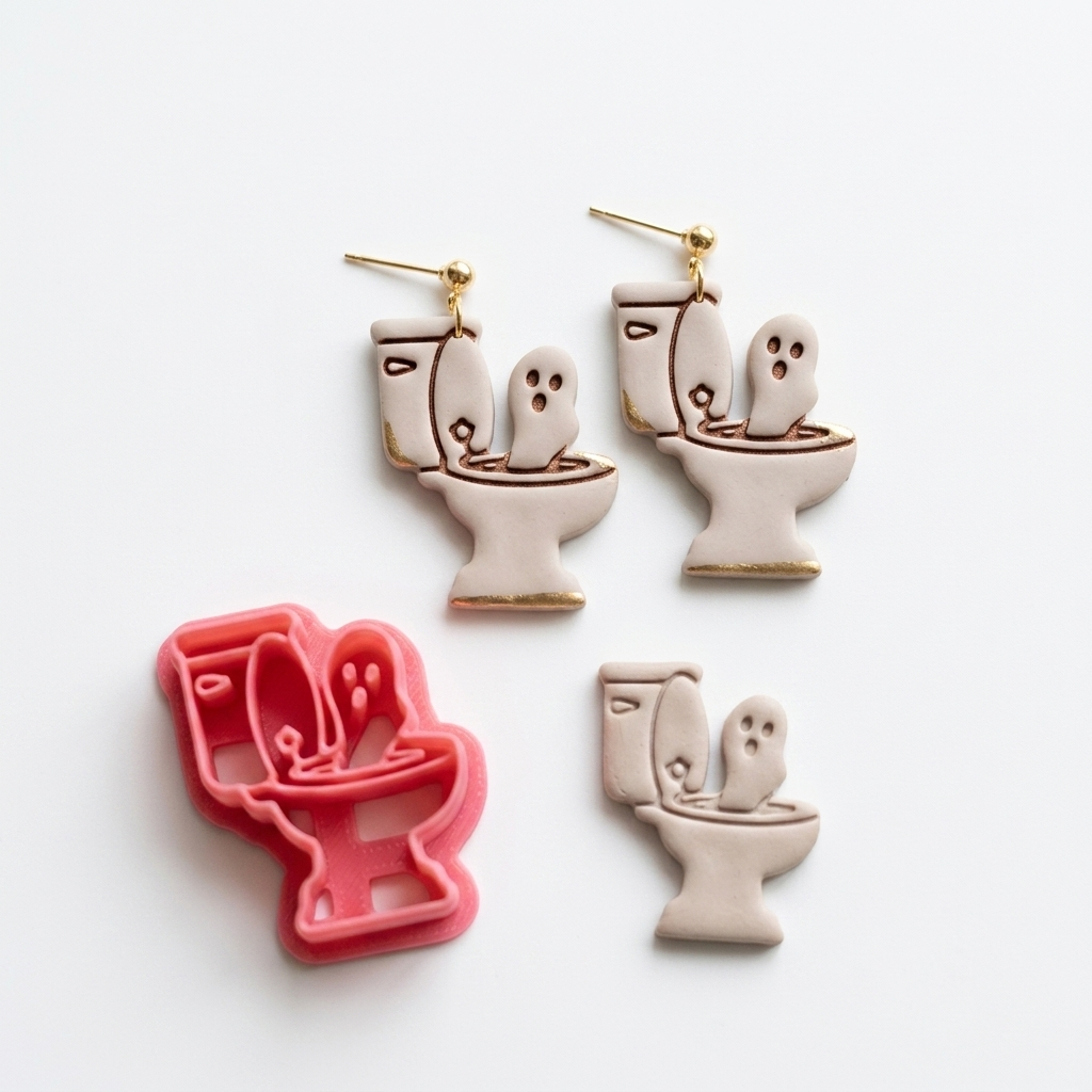 Haunted Toilet Polymer Clay Cutter | Funny Halloween Earring Tool