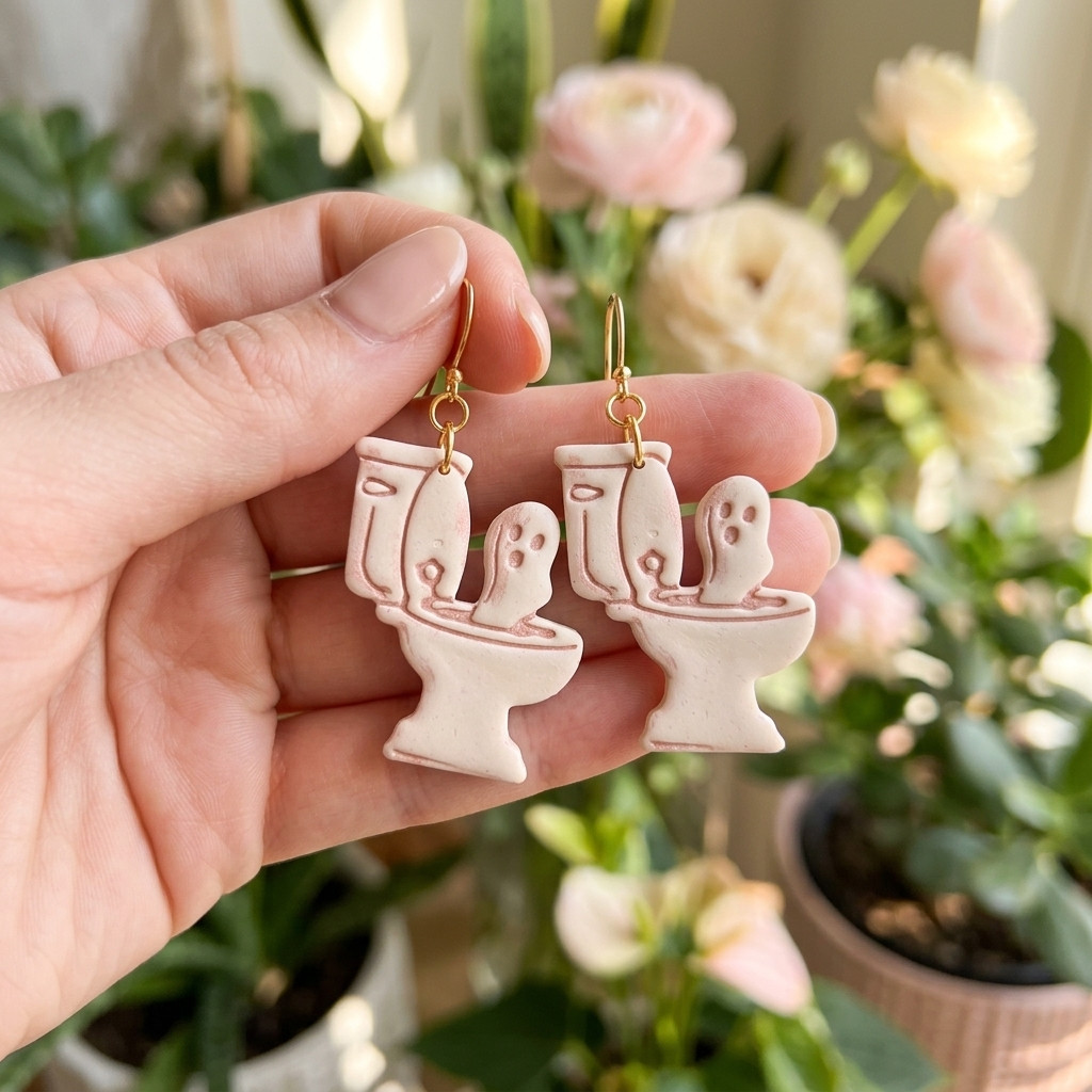 Haunted Toilet Polymer Clay Cutter | Funny Halloween Earring Tool