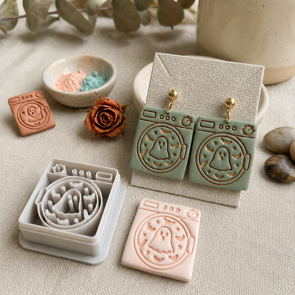 Haunted Washing Machine Polymer Clay Cutter | Funny Halloween Earring Tool