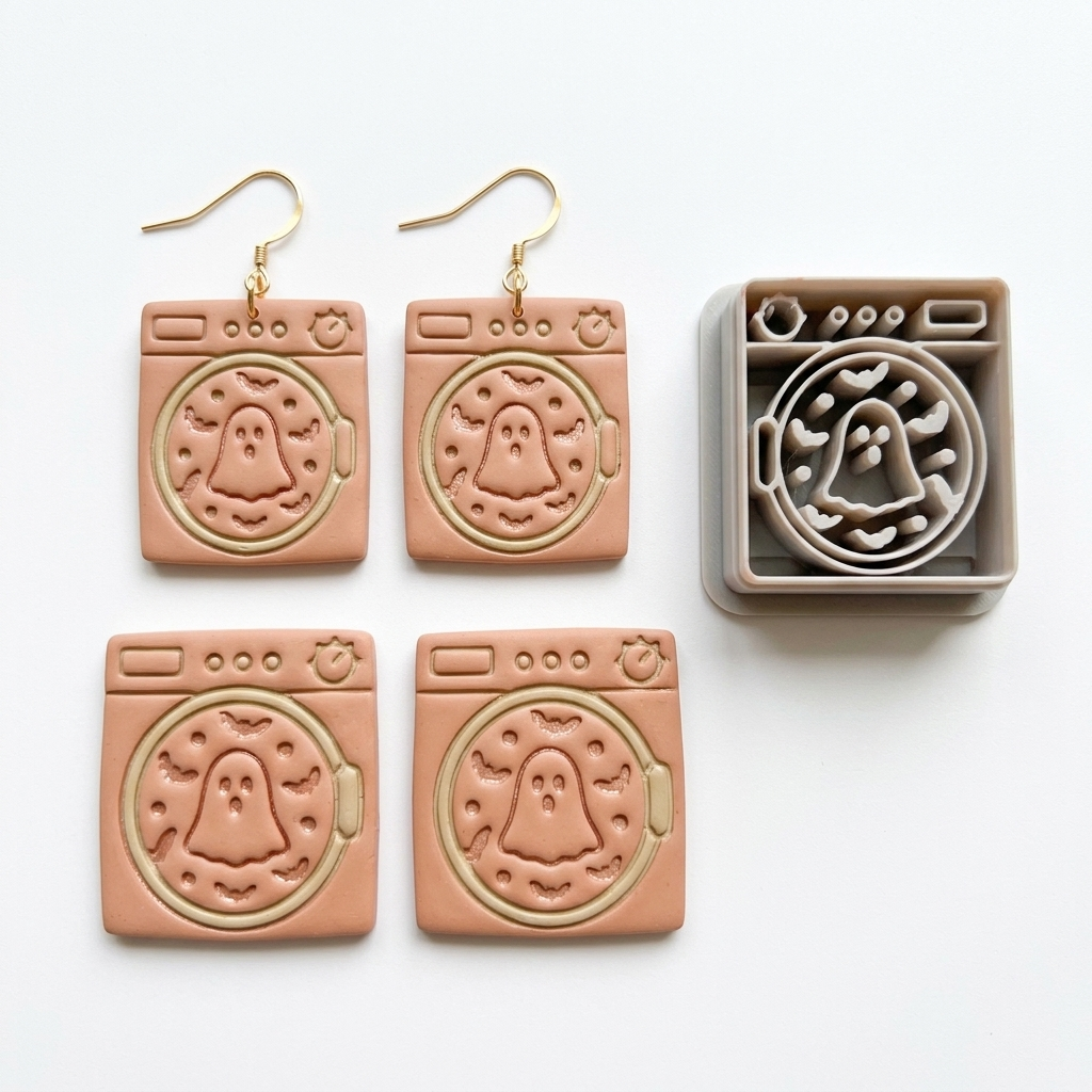 Haunted Washing Machine Polymer Clay Cutter | Funny Halloween Earring Tool