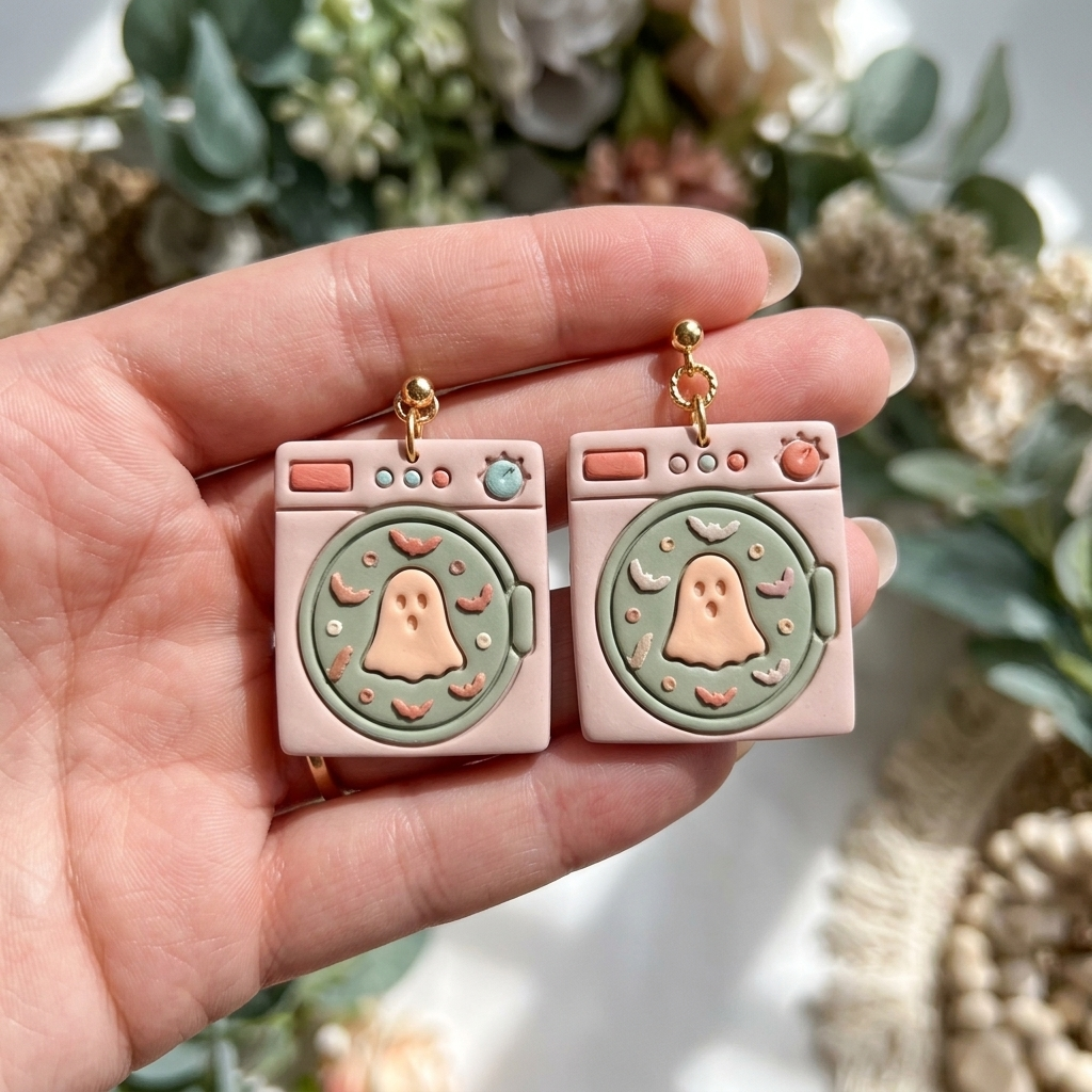 Haunted Washing Machine Polymer Clay Cutter | Funny Halloween Earring Tool