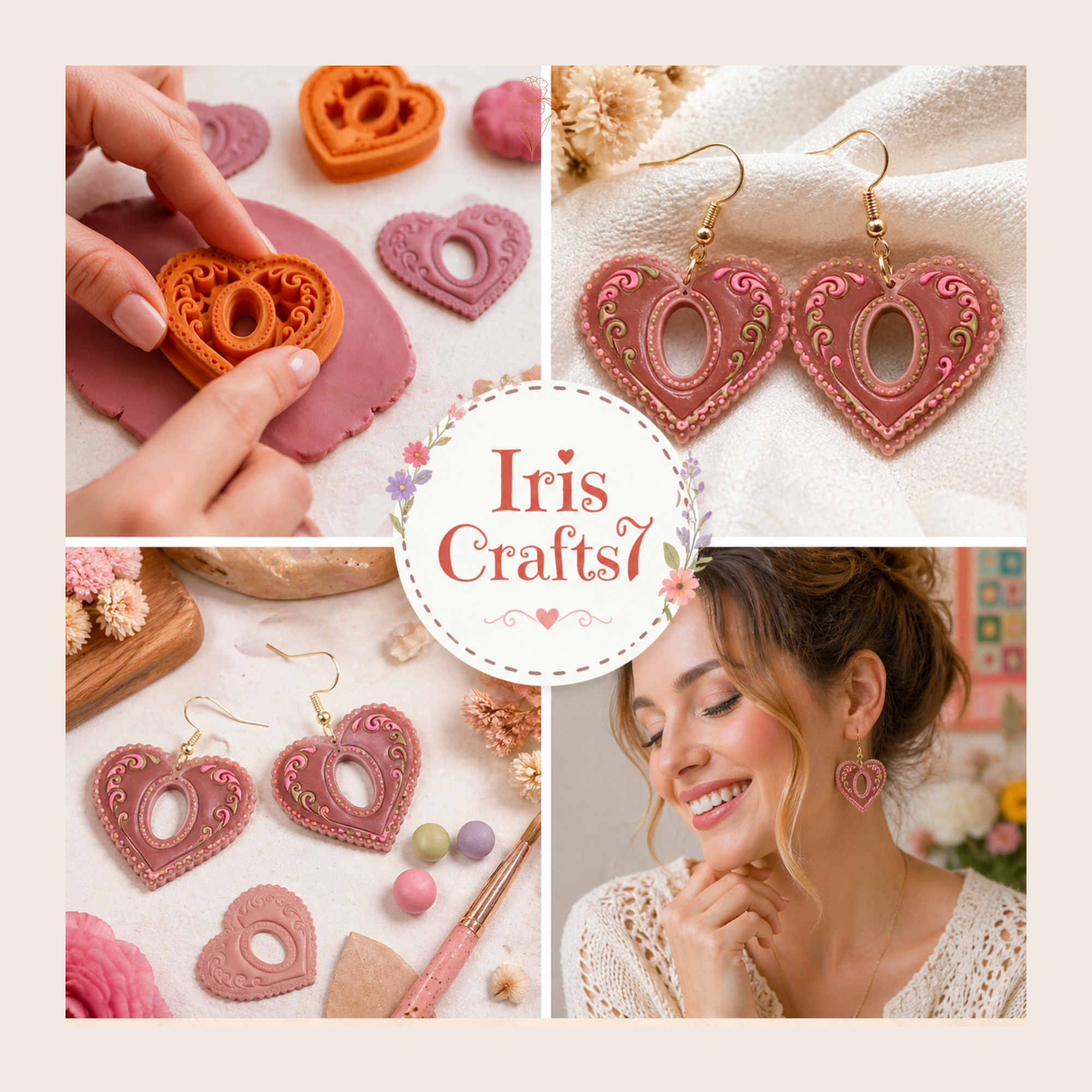 Heart Frame 1 Polymer Clay Cutter 30–50mm | Romantic Earring Cutter | IrisCrafts7