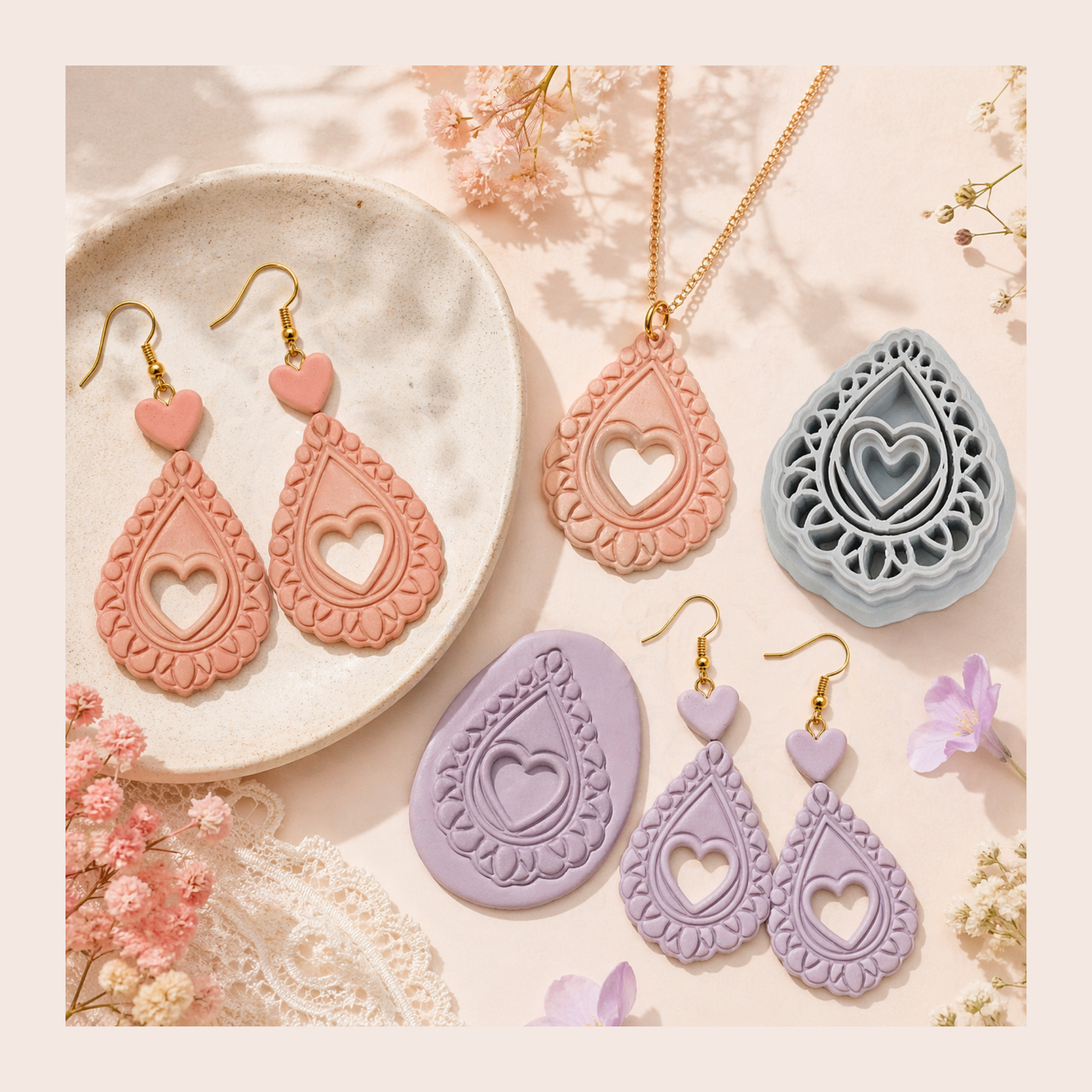 Heart Teardrop Polymer Clay Cutter 30–50mm | Romantic Earring Cutter | IrisCrafts7