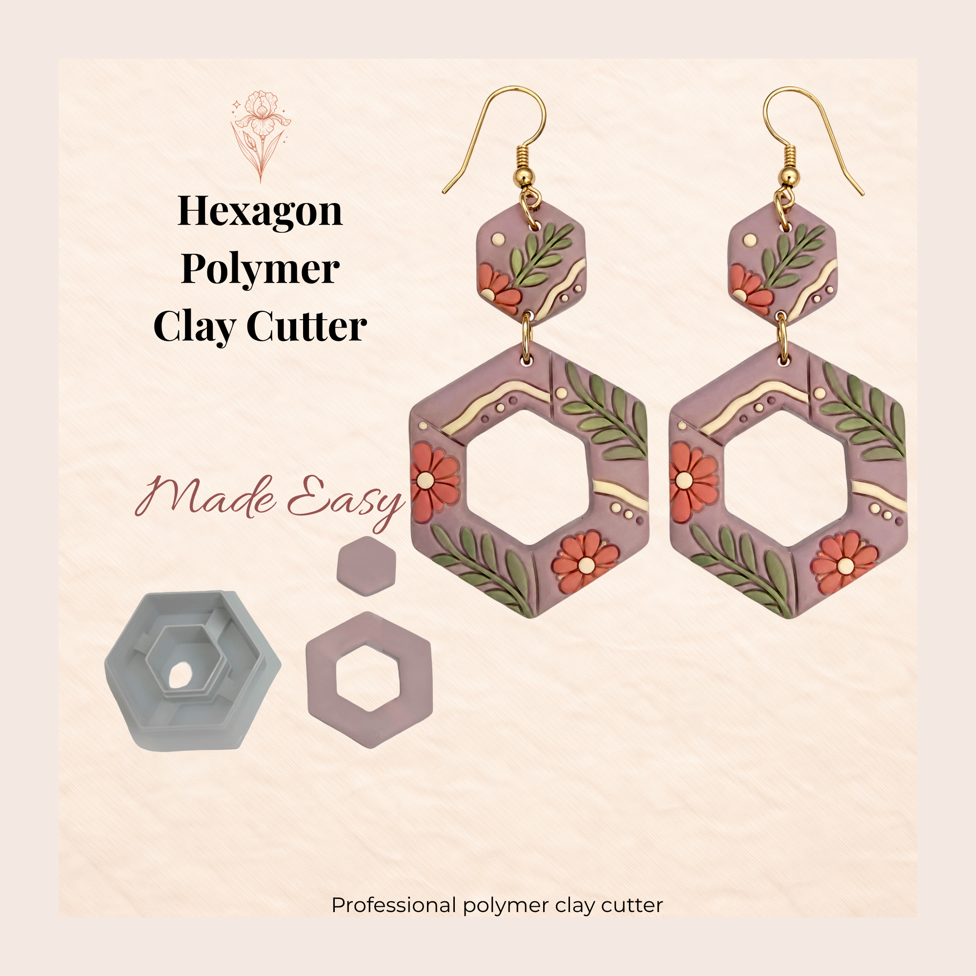 Hexagon Polymer Clay Cutter | Geometric Earring Cutter | IrisCrafts7
