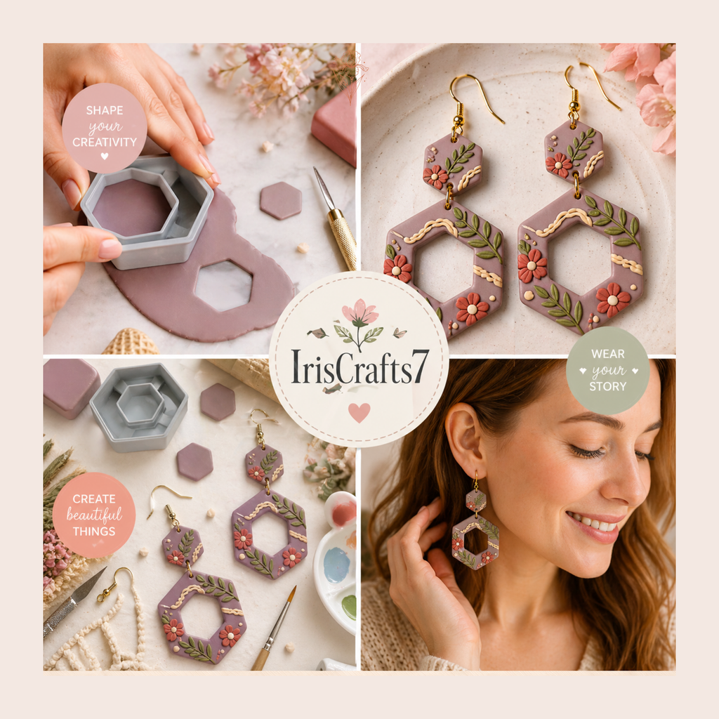 Hexagon Polymer Clay Cutter | Geometric Earring Cutter | IrisCrafts7