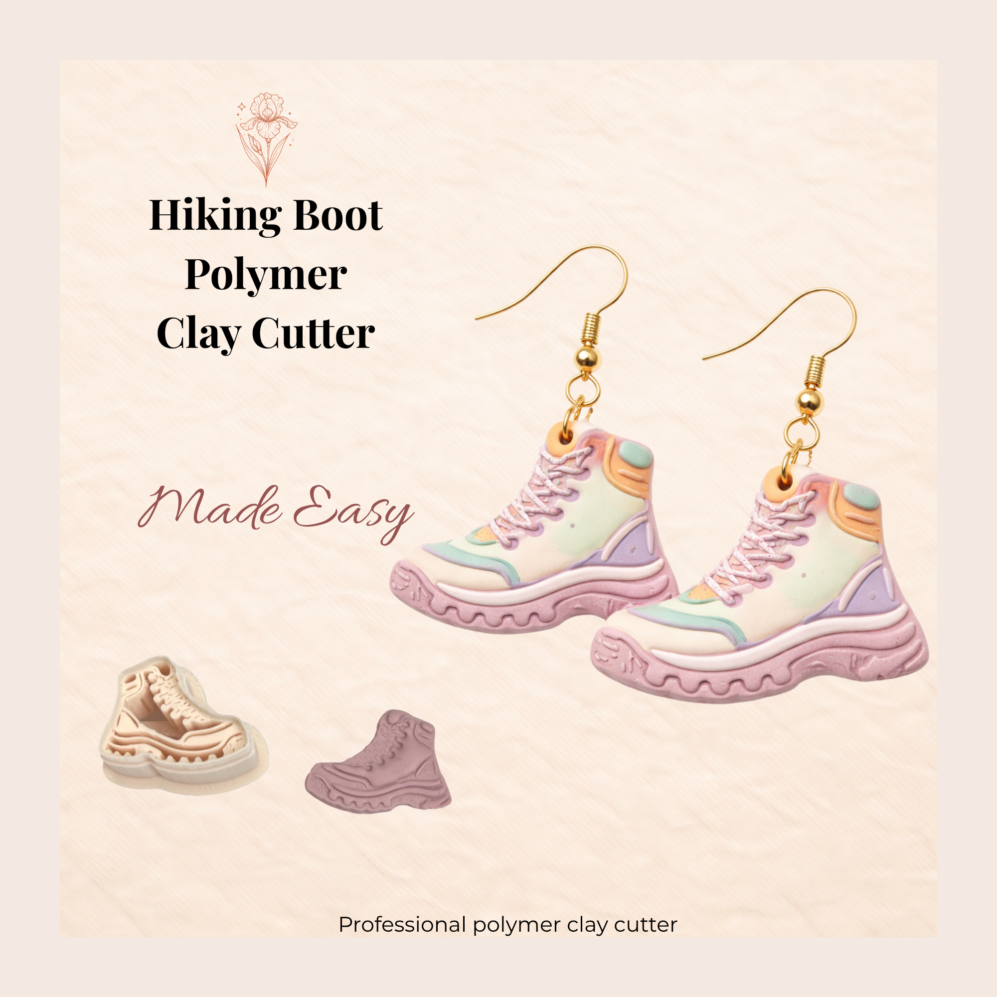 Hiking Boot Polymer Clay Cutter 25-45mm | Outdoor Jewellery Making | IrisCrafts7