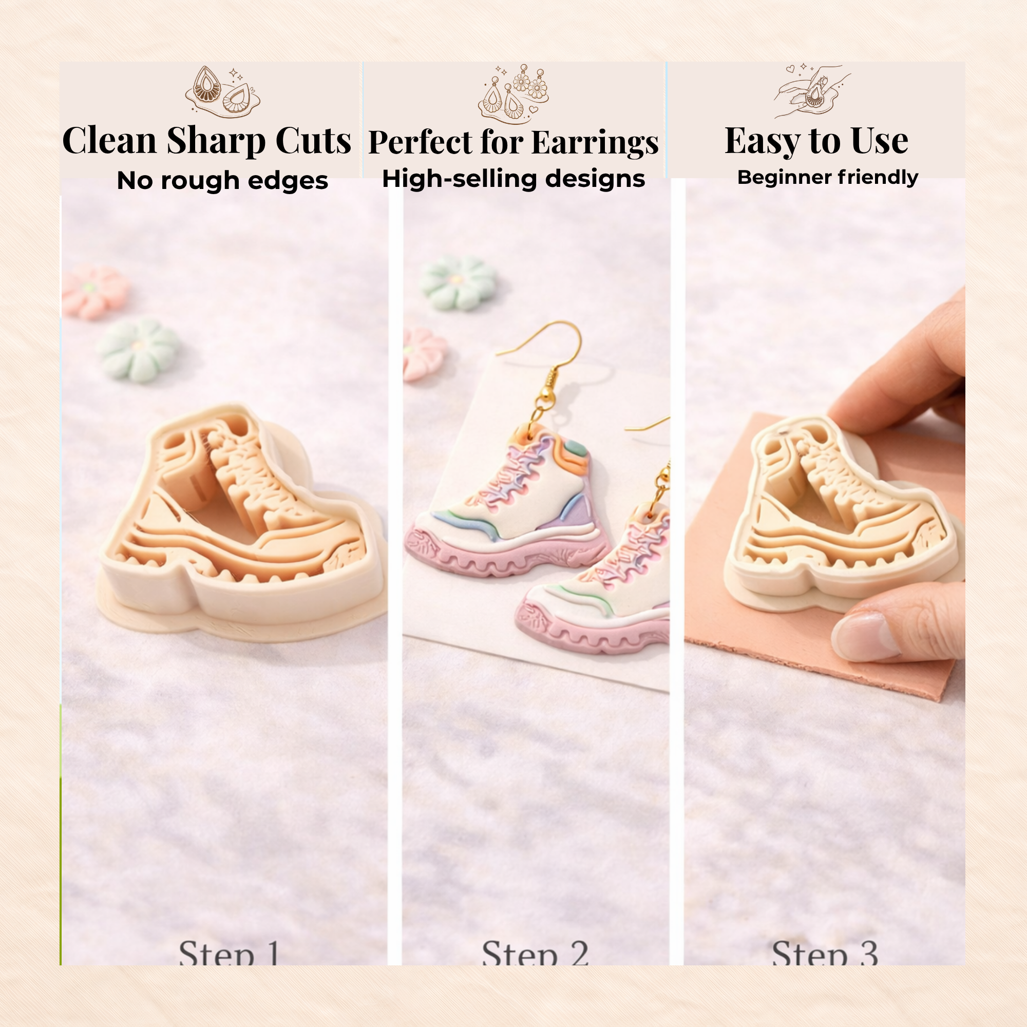 Hiking Boot Polymer Clay Cutter 25-45mm | Outdoor Jewellery Making | IrisCrafts7