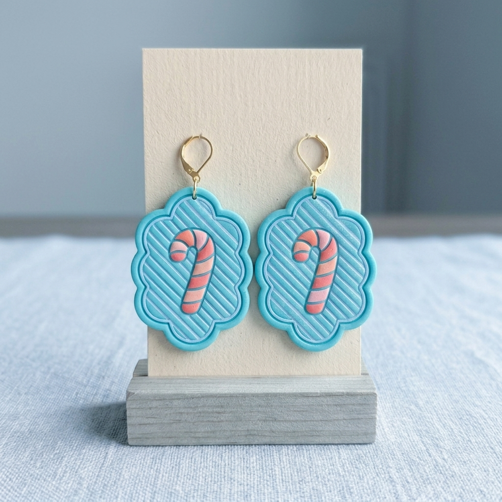 Holiday Candy Cane Charm Polymer Clay Cutter Set | Christmas Earring Tool