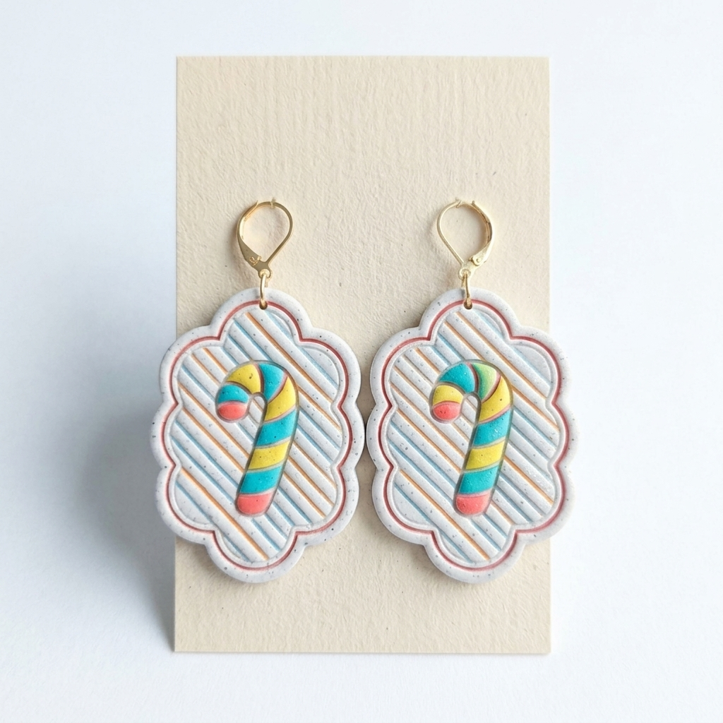 Holiday Candy Cane Charm Polymer Clay Cutter Set | Christmas Earring Tool