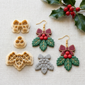Holly Berry Bow Set of 3 Polymer Clay Cutter | Christmas Earring Tool