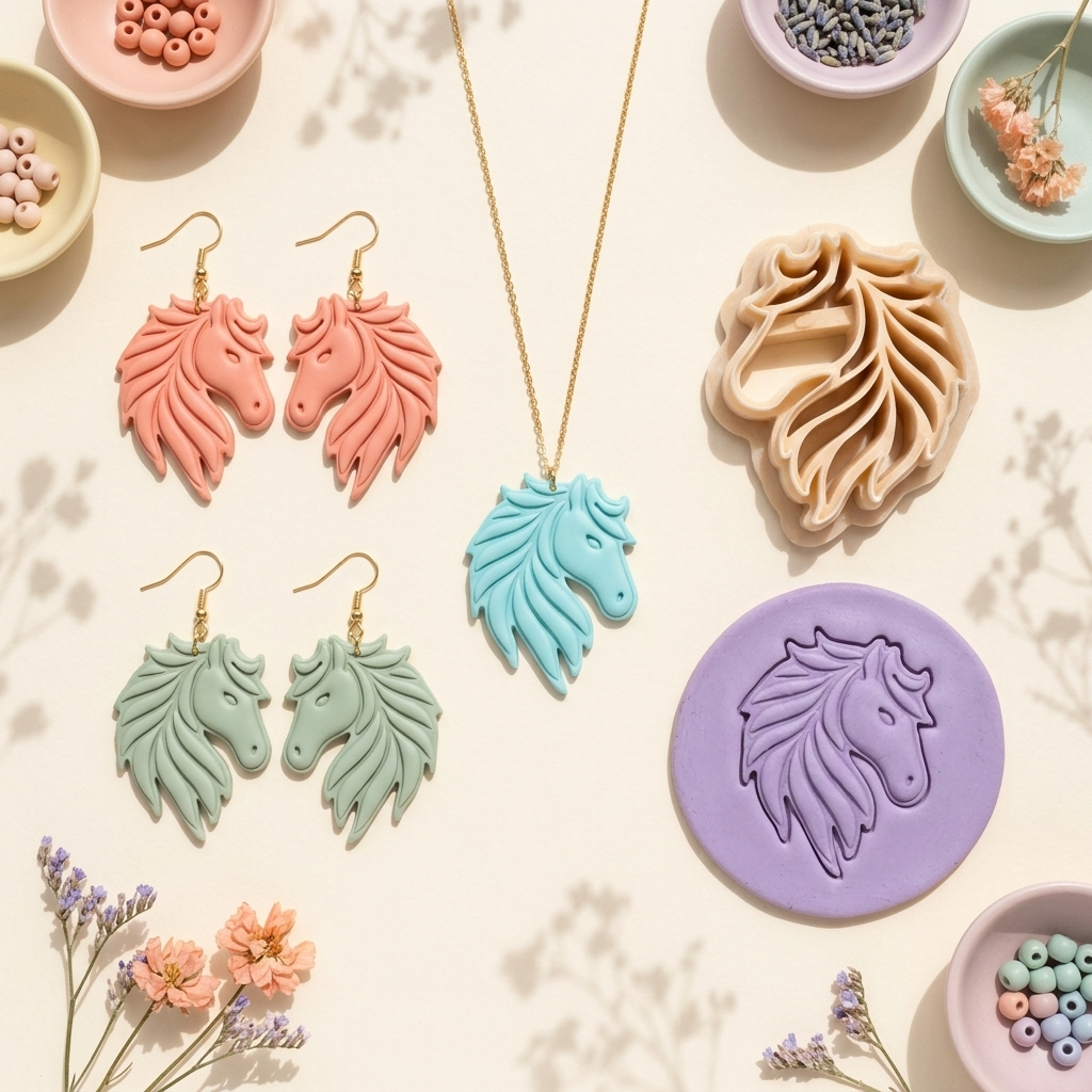 Horse 1 Polymer Clay Cutter | 30–50mm | Horse Shape Clay Cutter | Earring Jewellery Making Tool