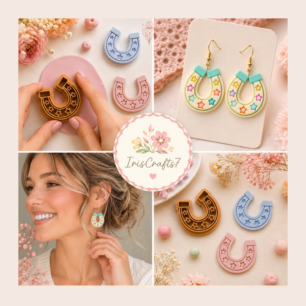 Horseshoe Star Polymer Clay Cutter | 20–35mm | Horseshoe Star Shape Clay Cutter | Earring Jewellery Making Tool