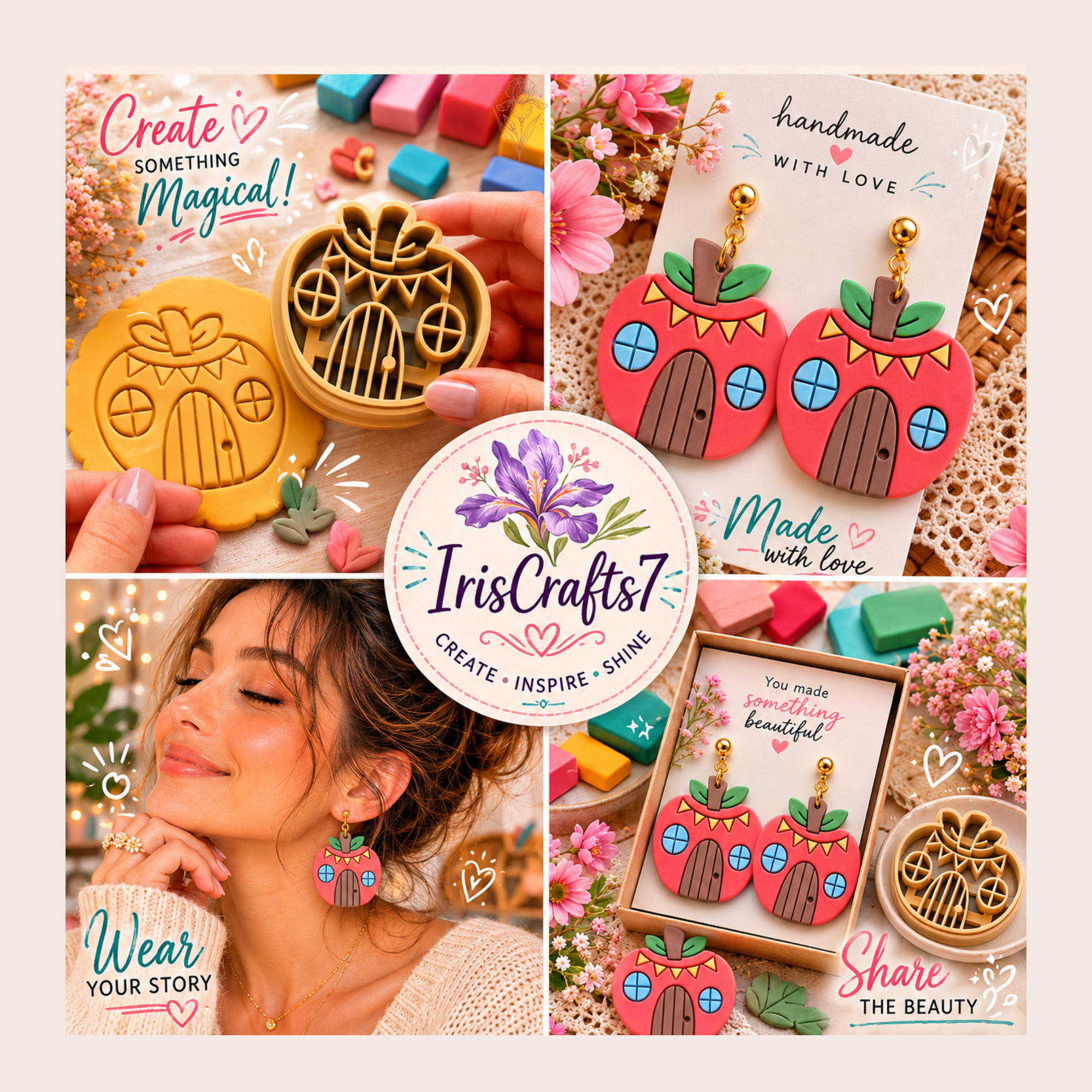 House Apple Polymer Clay Cutter | 25–45mm | Apple House Shape Clay Cutter | Earring Jewellery Making Tool