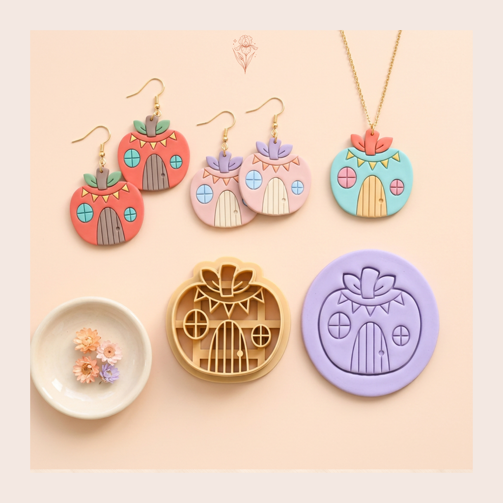 House Apple Polymer Clay Cutter | 25–45mm | Apple House Shape Clay Cutter | Earring Jewellery Making Tool