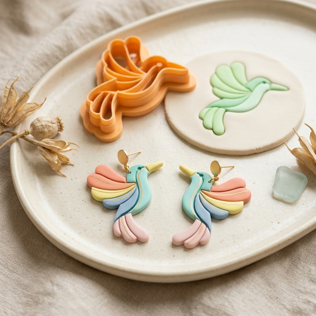 Hummingbird Polymer Clay Cutter | 25–45mm | Hummingbird Shape Clay Cutter | Earring Jewellery Making Tool