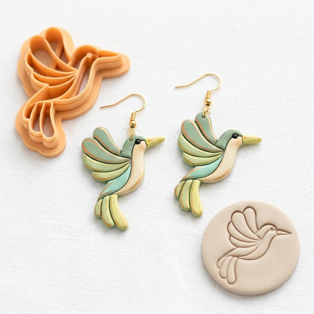 Hummingbird Polymer Clay Cutter | 25–45mm | Hummingbird Shape Clay Cutter | Earring Jewellery Making Tool